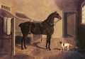 Ein Lieblingstrainer Pferd und Hund in einem Stall Herring Snr John Frederick Pferd